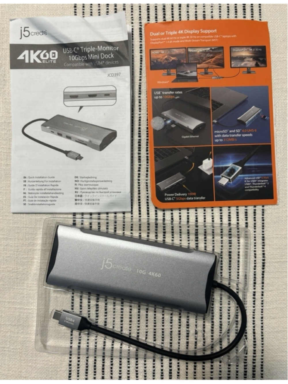 J5create USB C Triple Monitor 10Gbps Mini Dock Space Grey